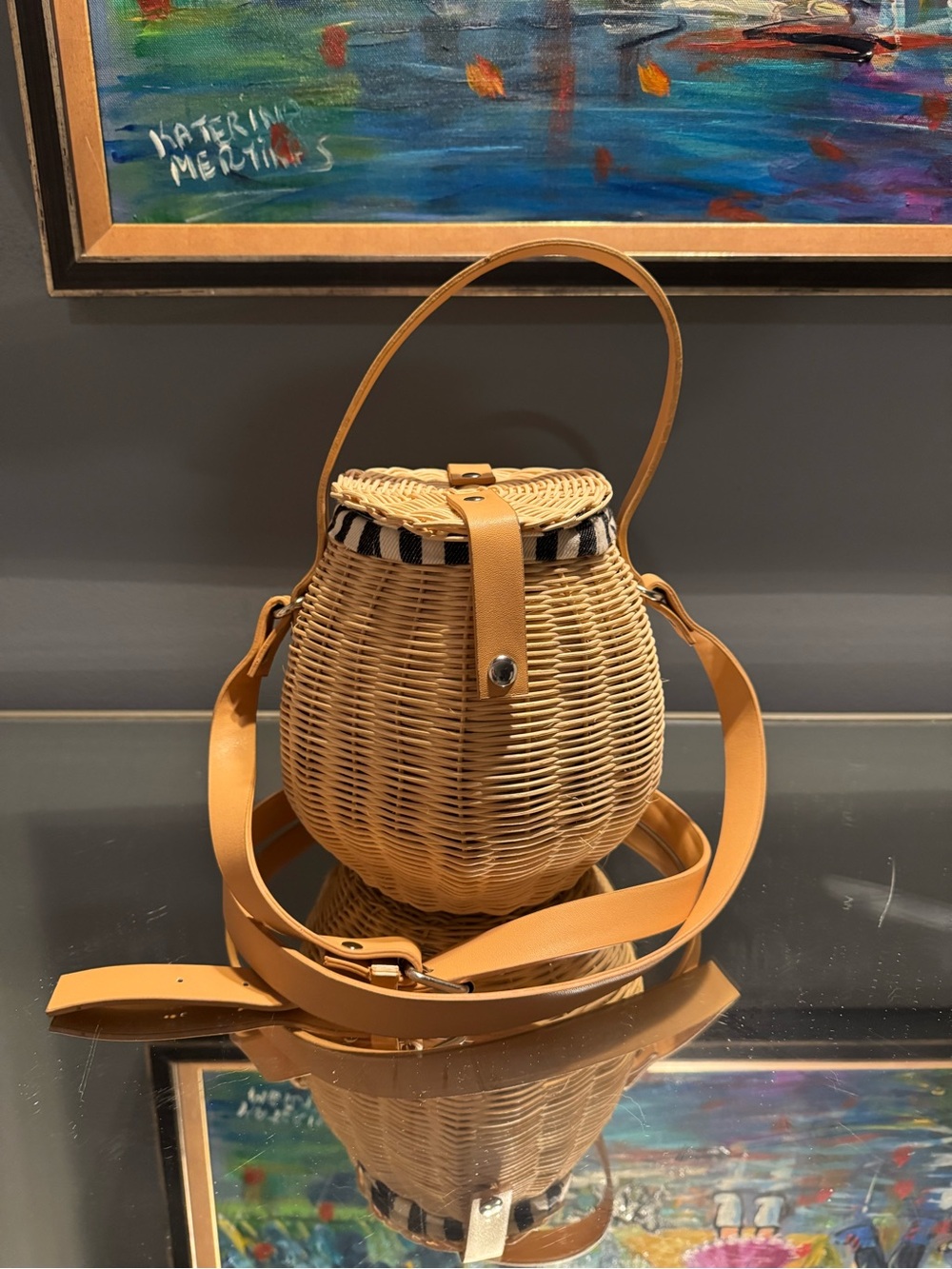 Woven Rattan Basket Bag • Boho Coastal • Cottagecore Summer.